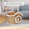 Cozy winter pet bed house with Removable cushion, Foldable design, Soft PP material, and Non-skid bottom, All-season house-shaped cat bed for Indoor cats &amp; small dogs, 55 cm (Brown)