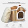 Cozy winter pet bed house with Removable cushion, Foldable design, Soft PP material, and Non-skid bottom, All-season house-shaped cat bed for medium to large cats, 60 cm (Brown)