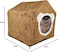 Cat house bed with Detachable design, Removable cushion, Durable zipper, and Anti-slip bottom, House-shaped cat shelter for Indoor cats &amp; kittens, Easy to assemble, 42 cm (Brown)
