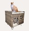 Handwoven rattan pet bed for Indoor cats, Dual-layer enclosed cat house with Soft plush cushions, Sturdy metal legs, and Anti-slip base, Breathable cozy hideaway, (52 cm)