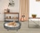 Handwoven rattan pet calming bed with Soft plush cushions, Sturdy metal frame, and Non-slip bottom, Round rattan basket cat bed for Indoor cats &amp; kittens, Ideal for indoor/outdoor use, 63cm (Black)