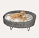 Handwoven rattan pet calming bed with Soft plush cushions, Sturdy metal frame, and Non-slip bottom, Round rattan basket cat bed for Indoor cats &amp; kittens, Ideal for indoor/outdoor use, 63cm (Black)