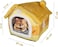 Cozy pet bed house for small to medium cats, House-shape cat bed with Removable cushion, Foldable design, Soft PP materials, and Anti-slip bottom, Easy to clean, 50 cm (Yellow)