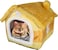 Cozy pet bed house for small to medium cats, House-shape cat bed with Removable cushion, Foldable design, Soft PP materials, and Anti-slip bottom, Easy to clean, 50 cm (Yellow)