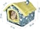 Cozy pet bed house for small to medium cats, House-shape cat bed with Removable cushion, Foldable design, Soft PP materials, and Anti-slip bottom, Easy to clean, 50 cm (Yellow &amp; Green)