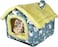 Cozy pet bed house for small to medium cats, House-shape cat bed with Removable cushion, Foldable design, Soft PP materials, and Anti-slip bottom, Easy to clean, 50 cm (Yellow &amp; Green)