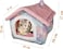 Cozy pet bed house for small to medium cats, House-shape cat bed with Removable cushion, Foldable design, Soft PP materials, and Anti-slip bottom, Easy to clean, 50 cm (Pink)