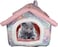 Cozy pet bed house for small to medium cats, House-shape cat bed with Removable cushion, Foldable design, Soft PP materials, and Anti-slip bottom, Easy to clean, 50 cm (Pink)
