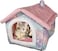 Cozy pet bed house for small to medium cats, House-shape cat bed with Removable cushion, Foldable design, Soft PP materials, and Anti-slip bottom, Easy to clean, 50 cm (Pink)