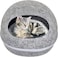 Semi-enclosed felt warm cat cave for Small/Medium/Large Indoor cats, All-season felt cat bed with Removable washable cushion, Ventilation holes, and Detachable design, 50 cm (Grey)