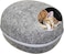 Semi-enclosed felt warm cat cave for Small/Medium/Large Indoor cats, All-season felt cat bed with Removable washable cushion, Ventilation holes, and Detachable design, 50 cm (Grey)
