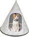 Triangle felt cat house bed with Removable washable fleece cushion and Detachable design, Interactive cat tent cone for Indoor cats &amp; kittens, Charming pet house, Easy to assemble, 58 cm (Grey)