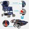 Foldable pet stroller for cats &amp; dogs, Lightweight dog stroller with Ventilation mesh, Ergonomic handlebar, Storage basket, and Universal wheels, Ideal for Vet visit and Shopping, 92 cm (Blue)