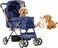 Foldable pet stroller for cats &amp; dogs, Lightweight dog stroller with Ventilation mesh, Ergonomic handlebar, Storage basket, and Universal wheels, Ideal for Vet visit and Shopping, 92 cm (Blue)