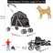 Foldable dog stroller with Breathable mesh, Ergonomic handle, Durable metal frame, and 3600 rotating casters, Lightweight portable pet stroller for small to medium pets, Easy to clean, 91cm (Black)