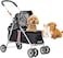 Foldable dog stroller with Breathable mesh, Ergonomic handle, Durable metal frame, and 3600 rotating casters, Lightweight portable pet stroller for small to medium pets, Easy to clean, 91cm (Black)