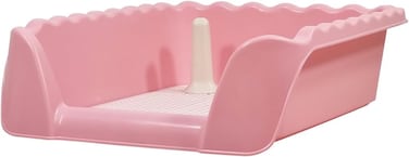 Dog toilet training tray with Raised fence, Anti-slip grid design, and Odor-resistant material, Pet potty training solution for medium to large dogs, Easy to clean, 53 cm (Pink)