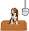 Dog potty tray with Removable stainless steel grid, Litter scoop, and Anti-slip bottom, Durable plastic dog potty tray for small to medium dogs, Ideal for indoor/outdoor use, 52 cm (Orange)