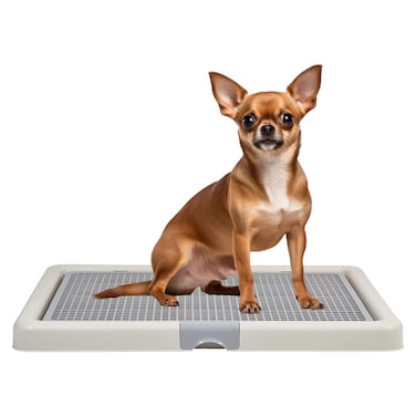 Puppy potty training toilet tray for Indoor/Outdoor use, Mess-free leak-proof pad holder with Removable plastic grid and Anti-slip base, Ideal for Small to Medium dogs, Easy to clean, 66 cm (Grey)