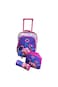 3 Pieces Cartoon-Printed School Trolley Bag for Kids (16 &amp; 18 Inch) with Lunch Bag and Pencil Pouch Included (Pink Blue Flamingo, 16 Inch)
