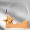 Round Crystal Trophy Award with Wood Base