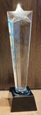 Star Design Crystal Trophy Award with Black Base, Height about 27cm