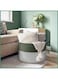 India Artistic 100% Natural Handmade Cotton Rope Laundry Basket Jute Woven Storage Basket for Clothes, Blanket Storage, Large Tall Laundry Hamper. Pillows (Green/White) 21.7L*13.8W*13H Inch