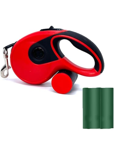 QUEENADA Retractable Dog Leash - Dog Training Leash with Anti-Slip Handle(RED)
