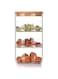 Lushh 3 Layer Glass Food Storage Jar with Airtight Bamboo Lid, Borosilicate Containers for Kitchen, Stackable Pasta, Tea, Coffee, Cookies, Snacks