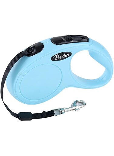 QUEENADA Retractable Dog Leash - 16.5ft (5m) Walking Dog Leashes with Anti-Slip Handle Dog One Button Break&amp;Lock for Small Dog up to 12Kg(Blue)