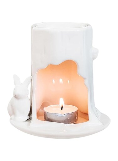 NALACAL Oil Burner Candle Holder, Wax Melt Burner Bunny Candle Holder Tea Light Holder Votive Candle Holder Aromatherapy Oil Burner Easter Candle Holder Ceramic Rabbit Christmas Housewarming Gift