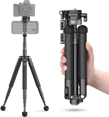 ULANZI MT-63 Mini Phone Tripod 57 Portable Foldable Aluminum Alloy Extendable Camera Tripod with 2 in 1 Phone Clip 360&deg; Ball Head Travel Lightweight Tripod for iPhone DSLR Camera Max Load 5KG 11LBS