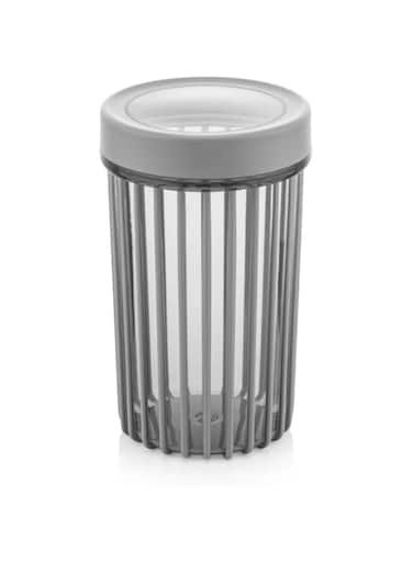 Cleany Genie Foly Life Linea Round Storage Container Box, Round Airtight Box, 1100 ml, Transparent Grey