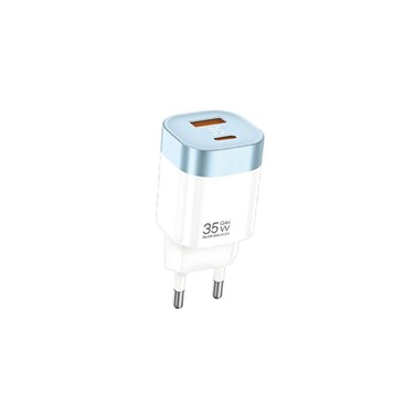 35W GaN Fast Charger USB-C &amp; USB-A Dual Port Home Wall Charger with Overcharge Protection