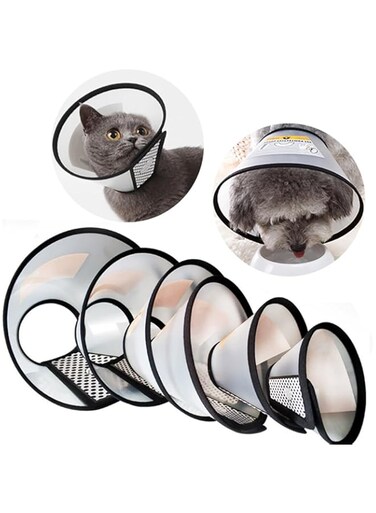 Dog Cat Cone Collar, 2Pcs Adjustable Velcro Protection Cover, Anti-Bite, Clean, Postoperative Protection and Trim hair Soft Elizabeth Collar for Small, Medium, Large Pet(Transparent, #6)