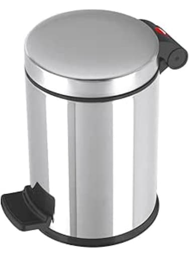 Trento Pedal Bin, 4 Liters, Compact Waste Bin with Lid, Foot Pedal Dustbin for Kitchen, Bathroom, Bedroom, Office, Stainless Steel, Made in Germany - HLO-0704-060