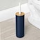 Plastic Toilet Bowl Brush/Bamboo Lid Cover - 2 Piece Set; Bathroom Storage Organizer Holder; Decor Bathroom Accessories - Dark blue