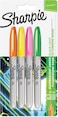 Sharpie Permanent Markers   Fine Point   Assorted Neon Colours   4 Count