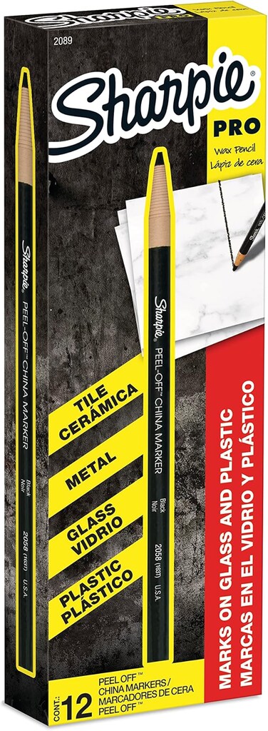 Sharpie PEEL-OFF Marker China, China Marker Bullet, 12 Pack, Black (2089)