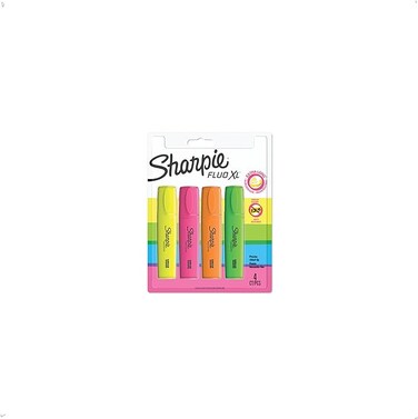 Sharpie Fluo XL Highlighters   Chisel Tip   Assorted Fluorescent   4 Count