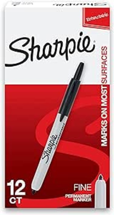 SHARPIE Retractable Permanent Markers, Fine Point, Black, 12 Count