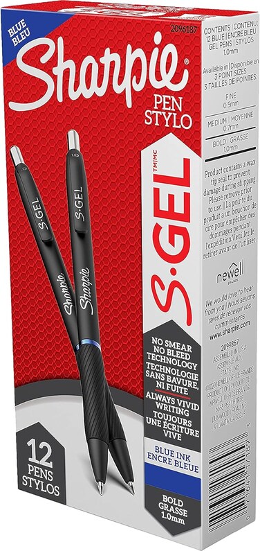 Sharpie S-Gel, Gel Pens, Bold Point (1.0Mm), Blue Ink Gel Pen, 12 Count