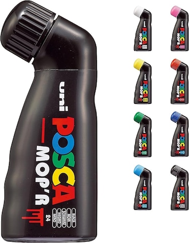 POSCA - Uni Mitsubishi Pencil - MOP'R Marker - Round Tip XXL 3-19 mm - Ergonomic Shape, Semi-Rigid Body - Water-Based Paint Marker - All Holder - Black