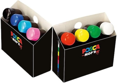 POSCA - Uni Mitsubishi Pencil - MOP&#39;R Marker - Round Tip XXL 3-19 mm - Ergonomic Shape, Semi-Rigid Body - Water-Based Paint Marker - All Holder - Dark Blue