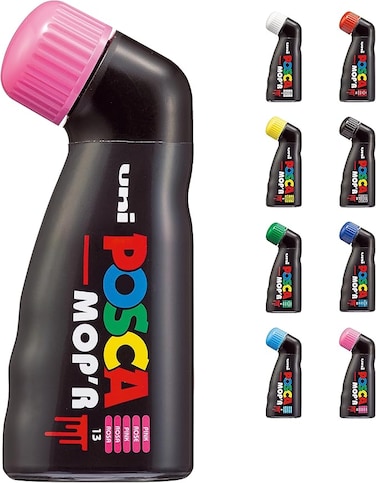 POSCA - Uni Mitsubishi Pencil - MOP'R Marker - Round Tip XXL 3-19 mm - Ergonomic Shape, Semi-Rigid Body - Water-Based Paint Marker - All Holder - Pink