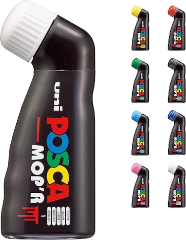 POSCA - Uni Mitsubishi Pencil - MOP'R Marker - Round Tip XXL 3-19 mm - Ergonomic Shape, Semi-Rigid Body - Water-Based Paint Marker - All Holder - White