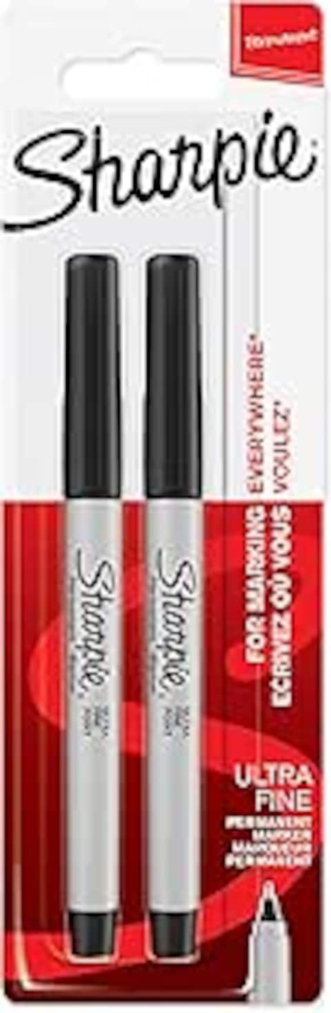Sharpie Permanent Markers   Ultra Fine Point for Precise Marks   Black Ink   2 Marker Pens