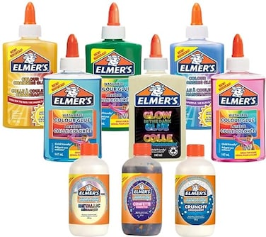 Elmer's Jumbo Slime Kit   Assorted Colours, Textures &amp; Effects   Includes Crunchy, Metallic &amp; Confetti Activators   Colour Changing &amp; Glow-in-the-Dark PVA Glue (Bottles In Plain Box)