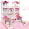 Large 4 Floor Castle Dollhouse Playset with 14 Rooms, Furniture &amp; Accessories princess Pretend Play House for Kids