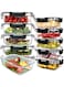 MOSYCLE Glass Meal Prep Containers (10 pcs Rectangle) - Glass Food Storage Containers with Lids, Glass Lunch Box, Portion Control, Airtight, Glass Bento Box Lunch Containers- 10P Rectangle Black